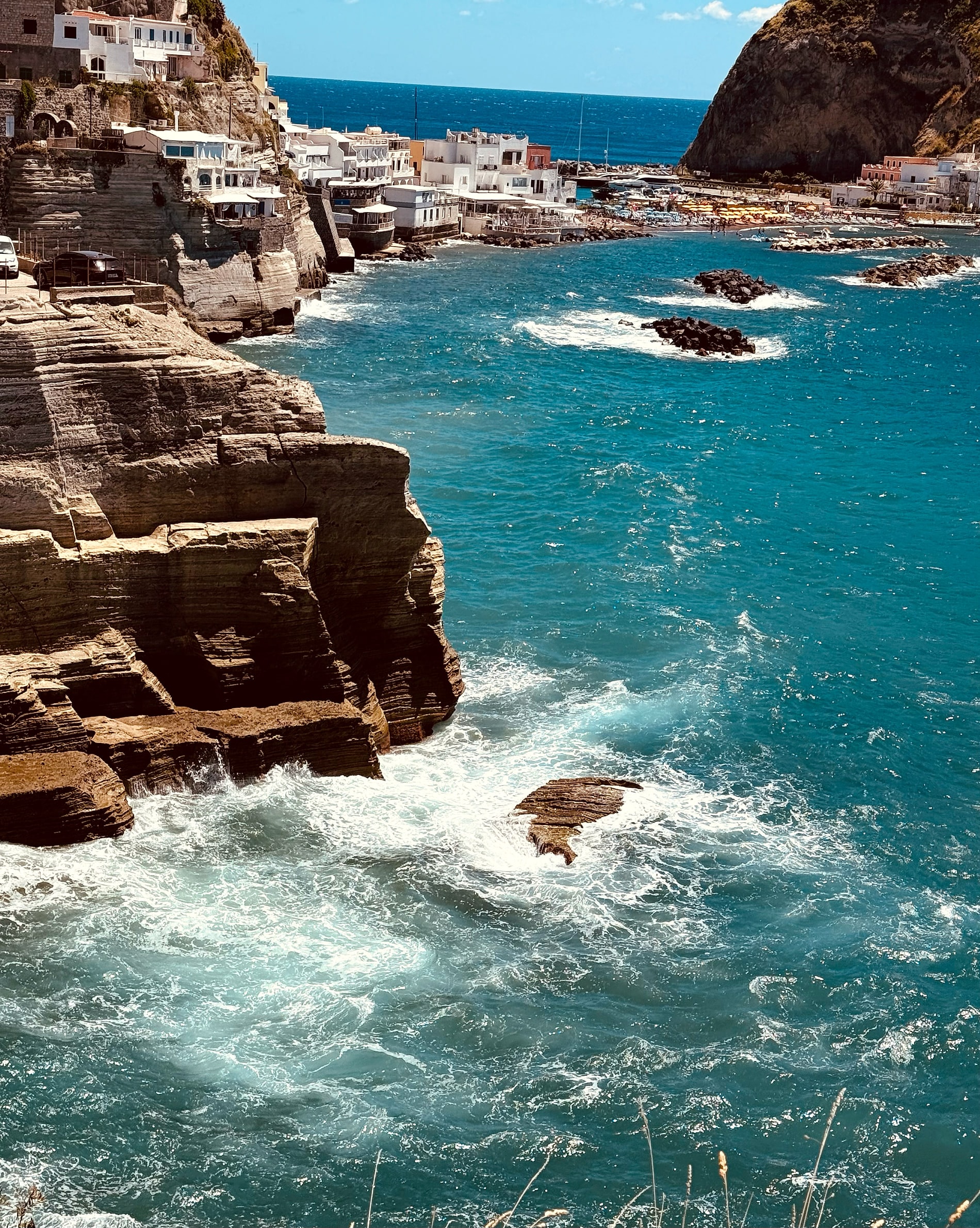 Sant'Angelo, a fishing village on the southern tip of Ischia, above a turquoise sea